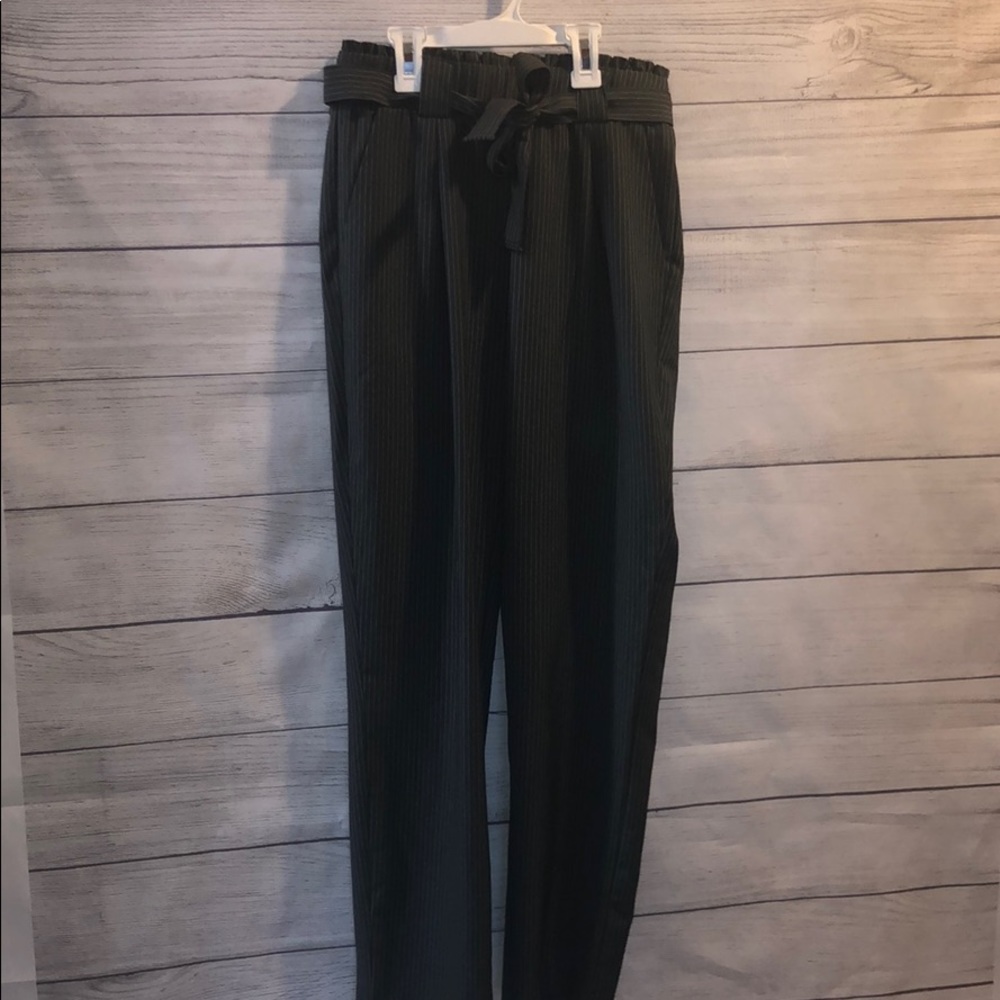 Trendy Gray Dress Pants High Waisted